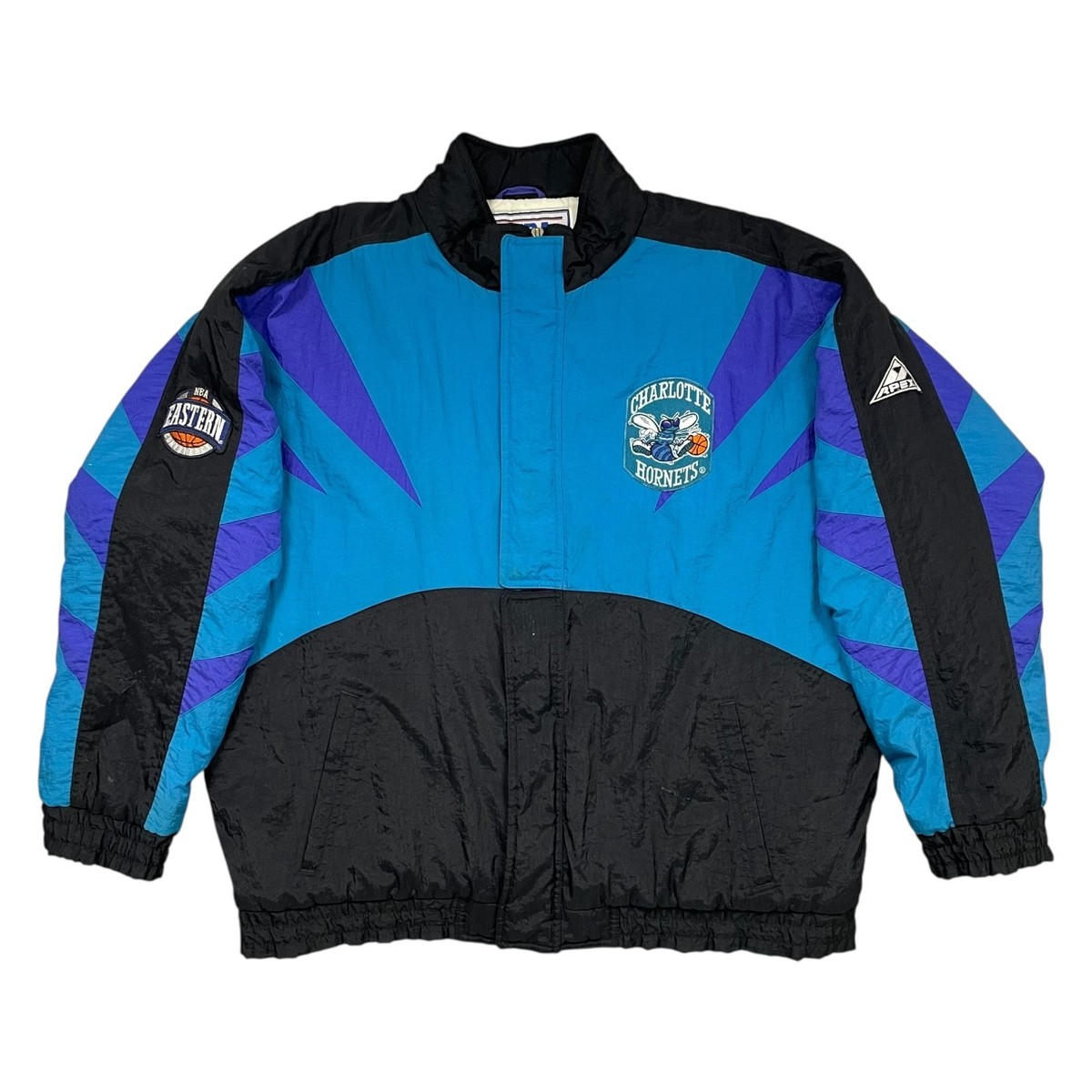 VTG 90s NBA CHARLOTTE HORNETS APEX ONE FULL ZIP PUFFER JACKET SIZE