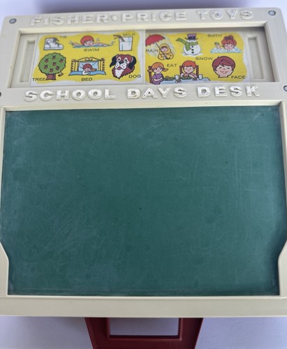 Vtg 1972 Fisher Price Toys School Days Desk With Cards - Picture 3 of 5