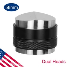 58mm Dual Head Coffee Distributor Tamper Espresso Leveler Tool Adjustable Depth