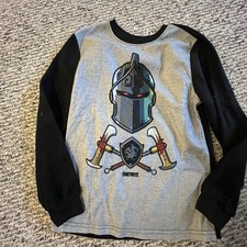 FORTNITE kids 10/12 Fleece Pajama Top Flame Resistant PJ Shirt Black