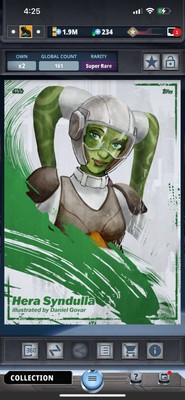 Star Wars Card Trader Stellar Signatures 2025 - Green 500cc Hera Syndulla