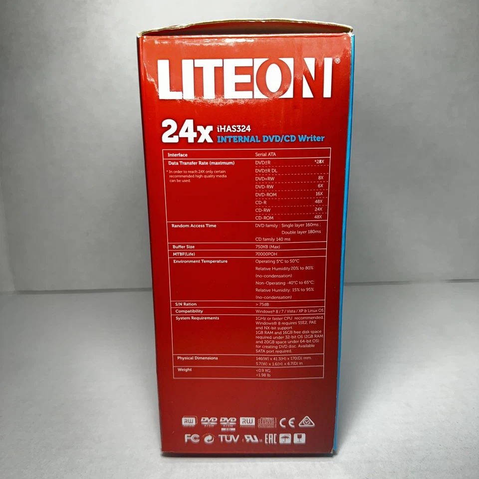 Lite-On IHAS324 24x Internal DVD/CD Writer Sata Interface - Smart Burn & Smart X - Image 4 of 4