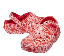 Crocs Classic Lined Candy Cane Clogs M5/W7 Christmas Red White Mens 5 Womens 7