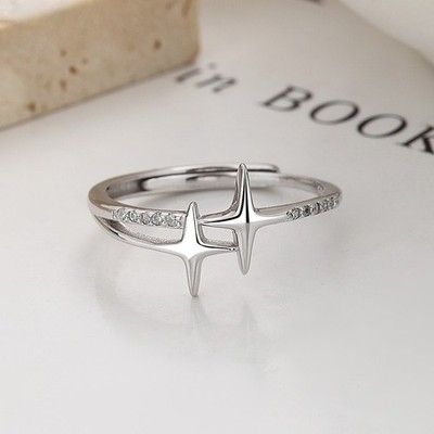 925 sterling silver starry diamond ring, women's new personalized design sense