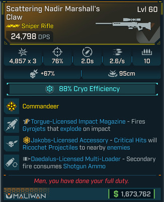 Borderlands 4 CRYO MARSHALL'S CLAW SNIPER TORGUE IMPACT JAKOBS SHOTGUN AMMO