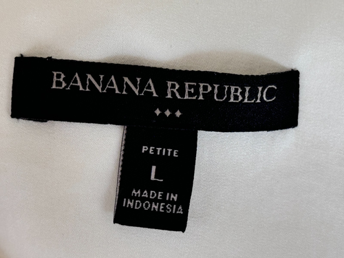 Banana Republic Pet Sz L Womens Off White Blouse Shirt Popover Long Sleeve - Picture 9 of 11