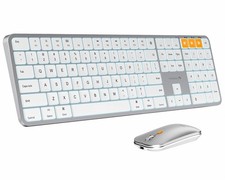 Backlit Bluetooth Keyboard and Mouse for Mac, KM100-A Multi-Device Wireless K...