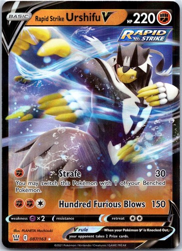 Rapid Strike Urshifu V 087/163 Holo V Rare Battle Styles Pokemon Near Mint