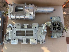 B&M 144 supercharger with polished aluminum intake and carb