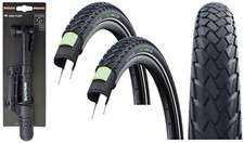 2x Schwalbe MARATHON 26 x 2.0 pannengeschützte Fahrradreifen + Glatze Minipumpe