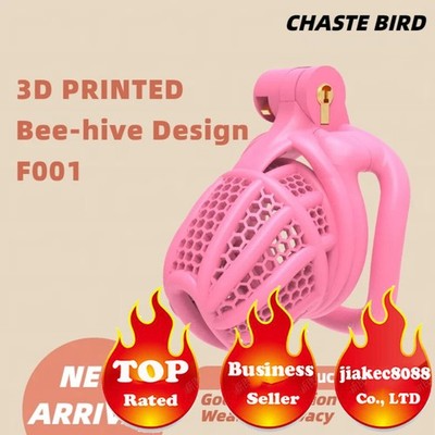 3D Printed Bee-hive Design Breathable Cage 2 Types of Ring Male Chastity Devices
