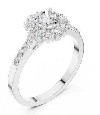 19 Pcs Round Certified Natural Diamond Timeless High Crown Ring 14k Gold Over