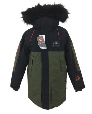 Ellesse Men's Parka Ski Jacket Khaki Black Hooded Insulated Pocket Zip New F1