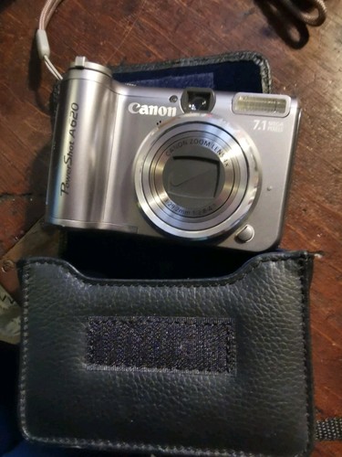 Canon Digital Camera PowerShot A620 7.1MP Flip Screen Silver Retro. Antler Case - Picture 1 of 24