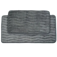 Lavish Home Bath Mat Set Memory Foam Gray Slip-Resistant Microfiber 2-Piece