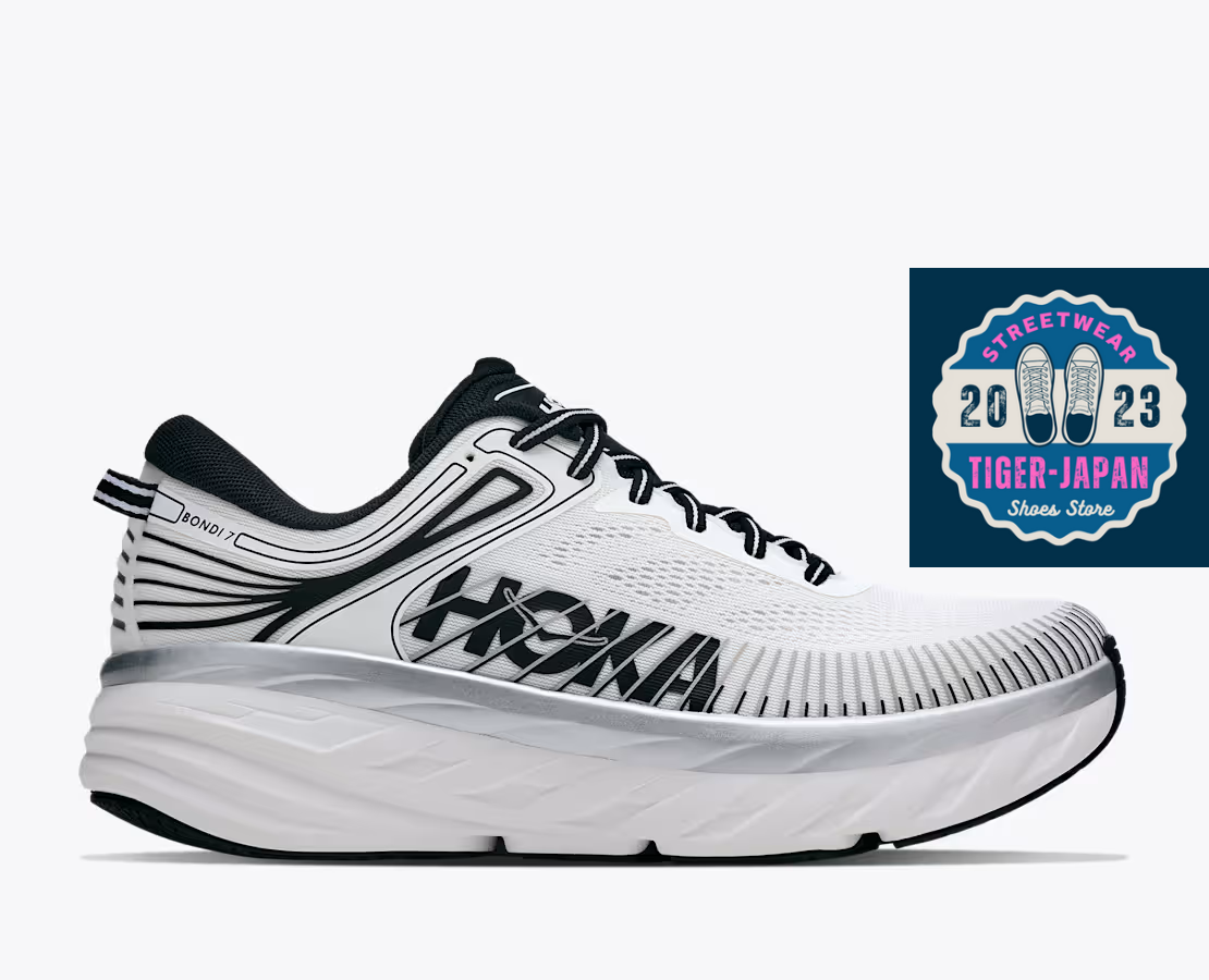 HOKA Bondi 7 1110518 WBLC White Black Men Unisex Lifestyle Shoes