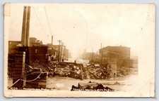 Indianápolis~Después del colapso del puente Washington St~1913~RPPC Foto Real Postal