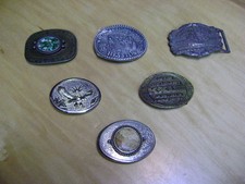 LOT OF 6 VINTAGE WESTERN STYLE METAL BELT BUCKLES VARIETY OF STYLES