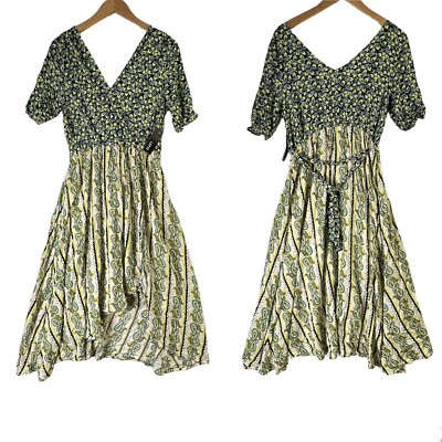 Lapis Dress Sz: Large Juniors High- Low Green White Paisley Wrap Print  Dress NWT | eBay