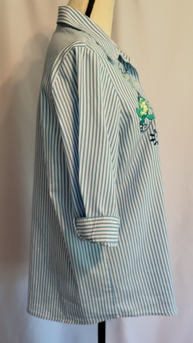 2-Pc ☆Ocean Theme☆ Embroidered Button Down Shirts M Coral/Blue Sea Turtle Horse - Picture 19 of 22