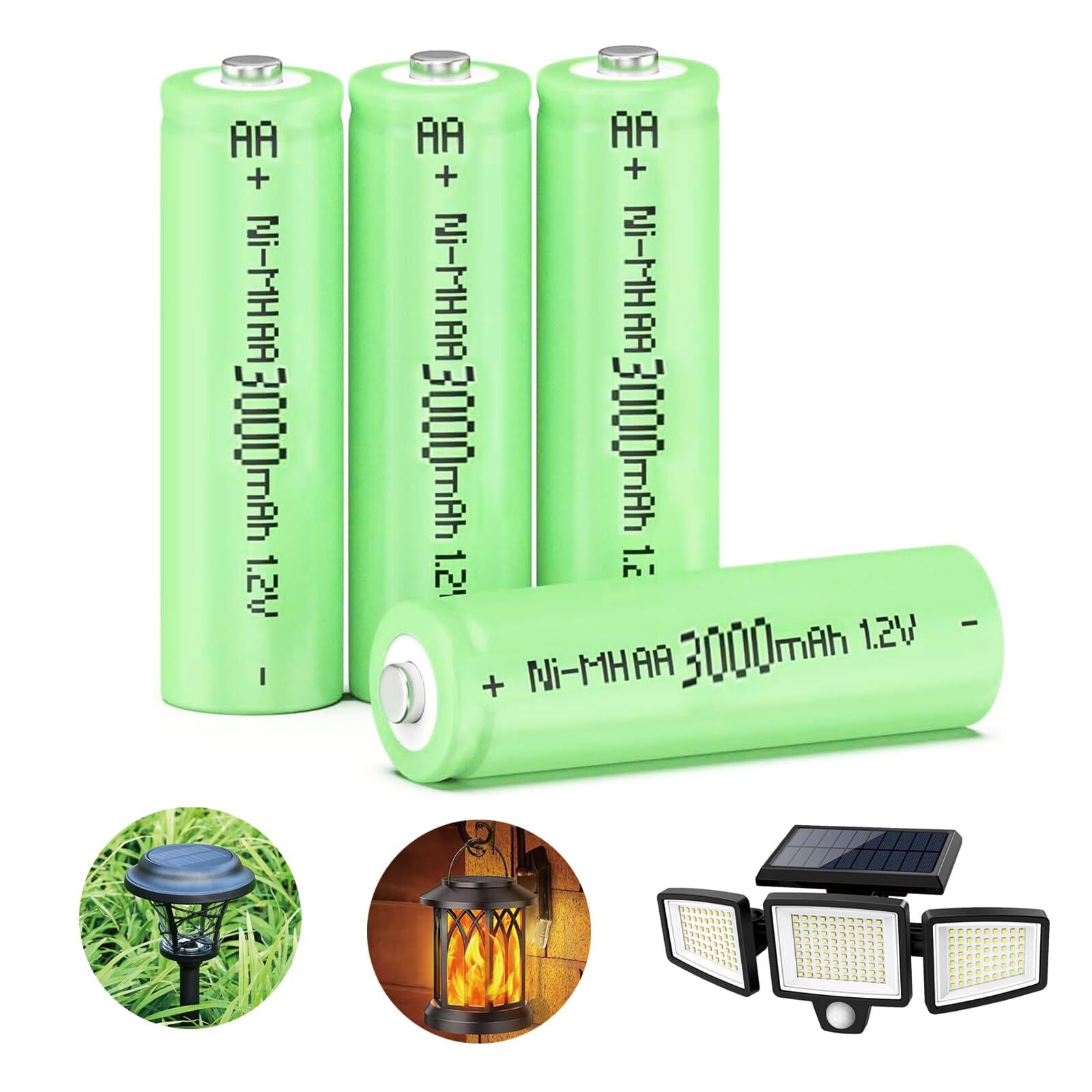 1.2 Volts AA 3000mAh Rechargeable Batteries Ni-MH Double A High Capacity Pre-...