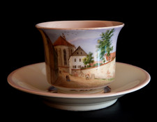" Das Vaterhaus " Tasse mit Ansichten, KPM Berlin 1849 - 1870, Einzelstück, RRR