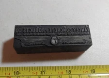 Vintage Letterpress Printing Block Yancey Concrete Products Atlanta Advertising
