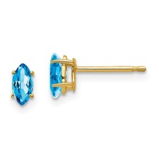 6mm 14K Yellow Gold 6x3mm Marquise Blue Topaz Earrings