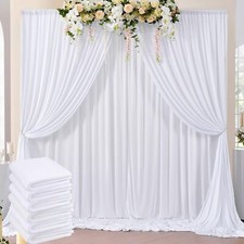 30ft x 8ft Wrinkle Free White Backdrop Curtains for Parties, 6 Panels Thick P...