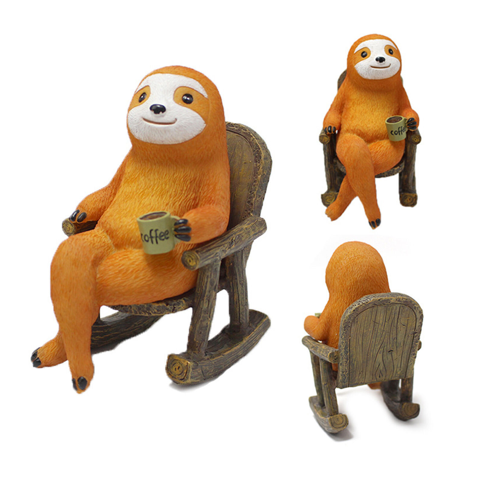 Lifelike Waterproof Resin Sloth Rocking Chair Statue Sculpture