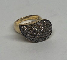 Rare! Samuel B. 18k Yellow Gold Chocolate & White Diamond Drop Ring Sz: 5[065GRA