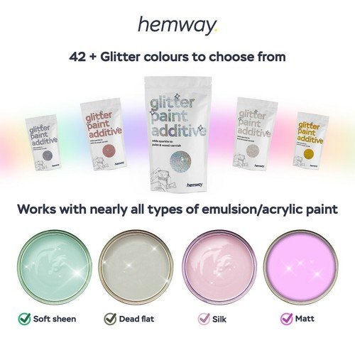 Hemway Rose Gold Holographic Glitter Paint Additive 100g for Emulsion