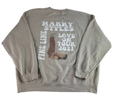 Harry Styles Unisex Crewneck Pullover Love On Tour 2021 Fine Line Sand Beige XXL