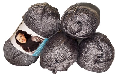 Caron Simply Soft PARTY Yarn 4-Skein-LOT  Soft Platinum Sparkle  Metallic