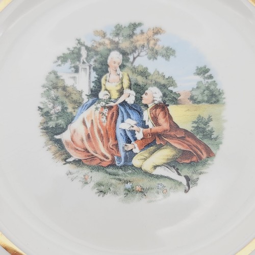 Vintage The Harker Pottery Company Square Plate 22 Karat Gold Trim Romance - Picture 4 of 5