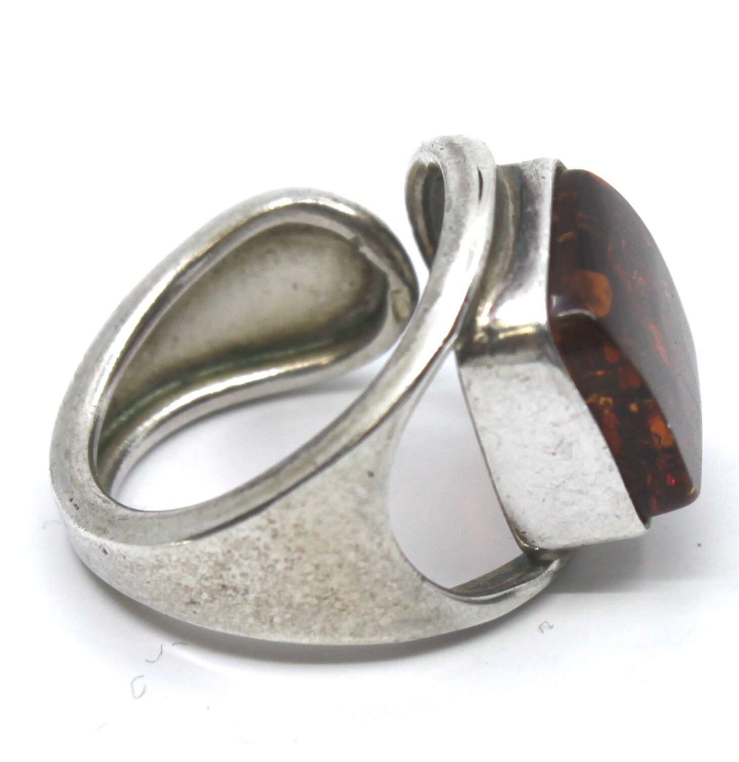 Amber Square Statement Ring in Sterling Silver Sz… - image 3
