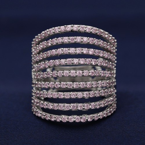 Umwerfend Cubic Zirkonia Nine Line Riesiges Hochzeit Damen Ring Variant Color - Bild 2 von 129