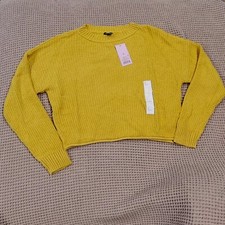 Woman's Sweater Cropped Wild Fable Size M Gold Boxy NWT