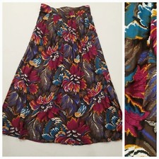 VINTAGE 90s Womens Maxi Skirt Size 8 Artsy Colorful Floral Cottagecore Boho Bold
