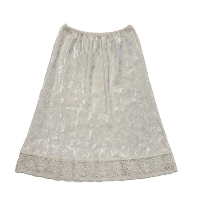 Vintage 80's Cream Slip Skirt Lace Trim Womens UK 10 W28 UK