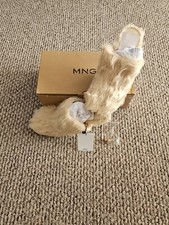 MNG Mango Fur Heel Shoes Cream In Color Size 7.