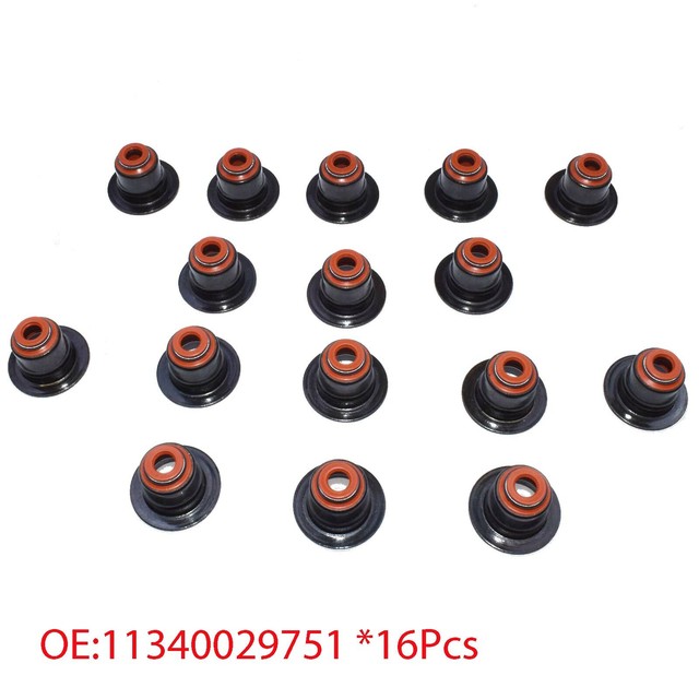 16Pcs Valve Stem Seals Kit For BMW 545i 550i 650i 745i 750i X5 X6