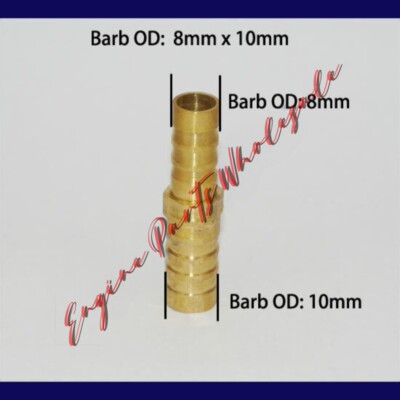 5/16'' x 3/8'' inch 8mm to 10mm Straight Union Hose Barb Fitting Reducer Connector