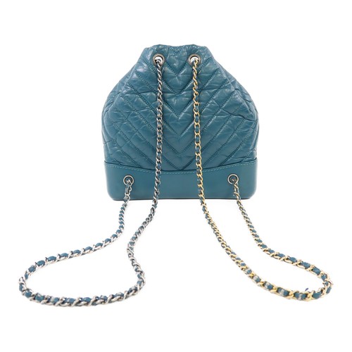 CHANEL Herringbone CC SHW Gabrielle Backpack Lambskin Leather Green - Picture 2 of 14