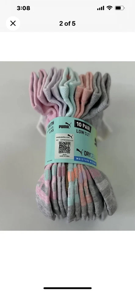 Nuevo 10 pares de calcetines Puma Girl corte bajo Drycell que absorben la humedad multicolores Foto 2 de 3