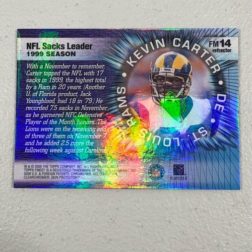 2000 Topps Finest KEVIN CARTER #FM14 Finest Moments Refractor Card St Louis Rams - Picture 3 of 3