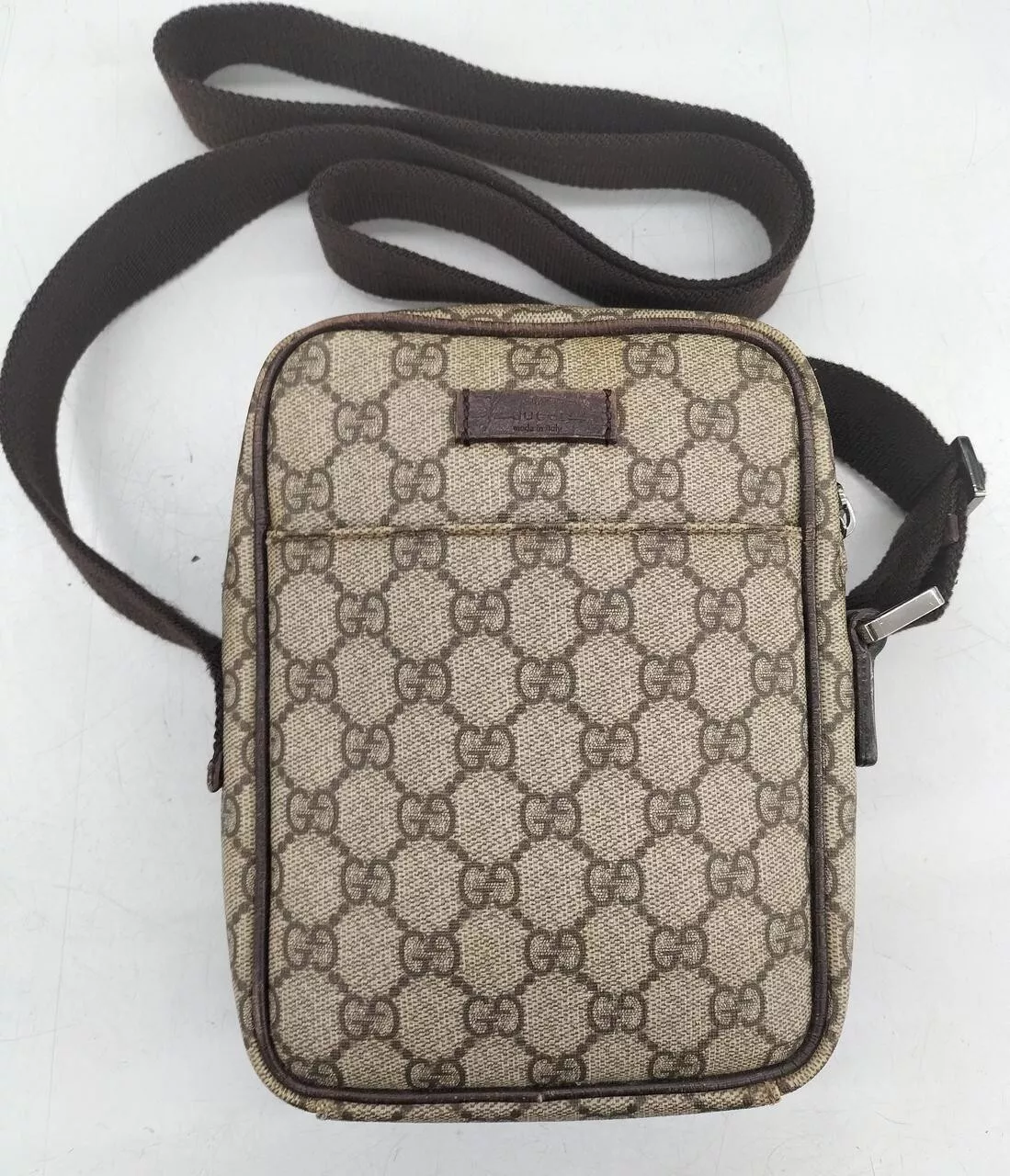 Authentique sac bandoulière Gucci GG Supreme marron beige cuir 122754