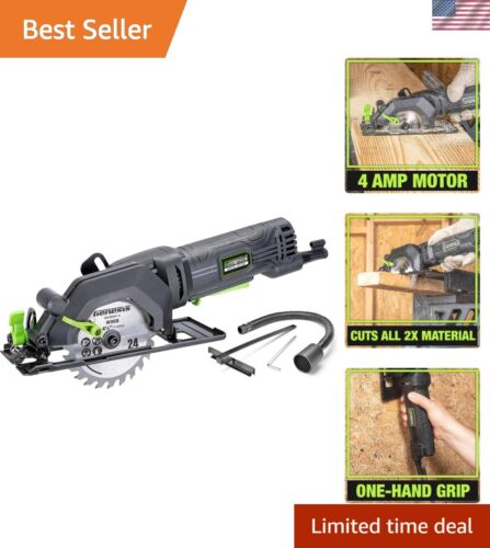 4.0 Amp Mini Circular Saw 4-1/2 with Bevel & Depth Controls - Lightweight Power