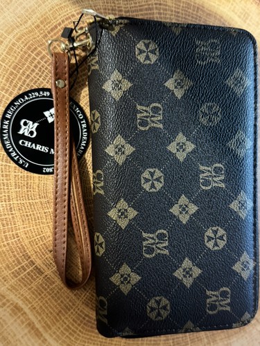 Charis Ma Womens Long Double Zip Wallet Color: Chocolate Brown - Picture 3 of 8