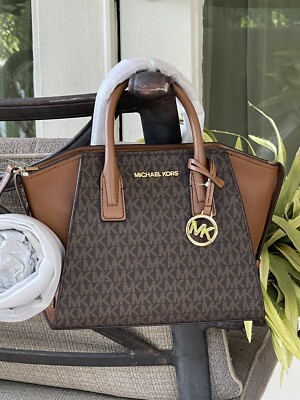 Michael Kors Avril Small Size Brown Satchel Bag for Women  